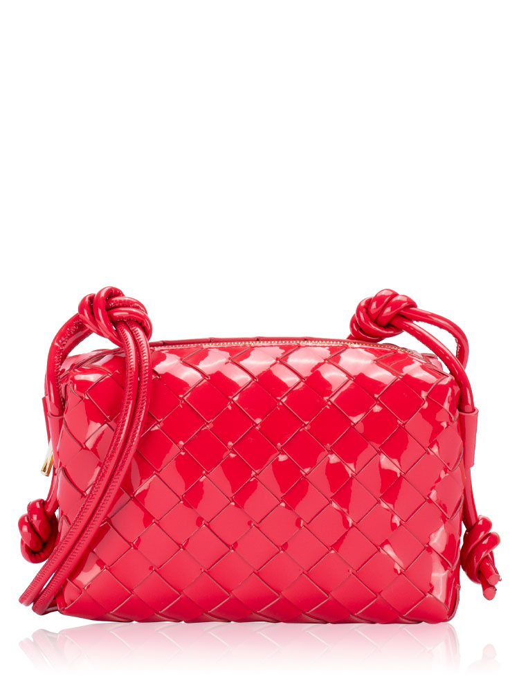 Patent Intrecciato Loop Mini Camera Bag Dark Pink