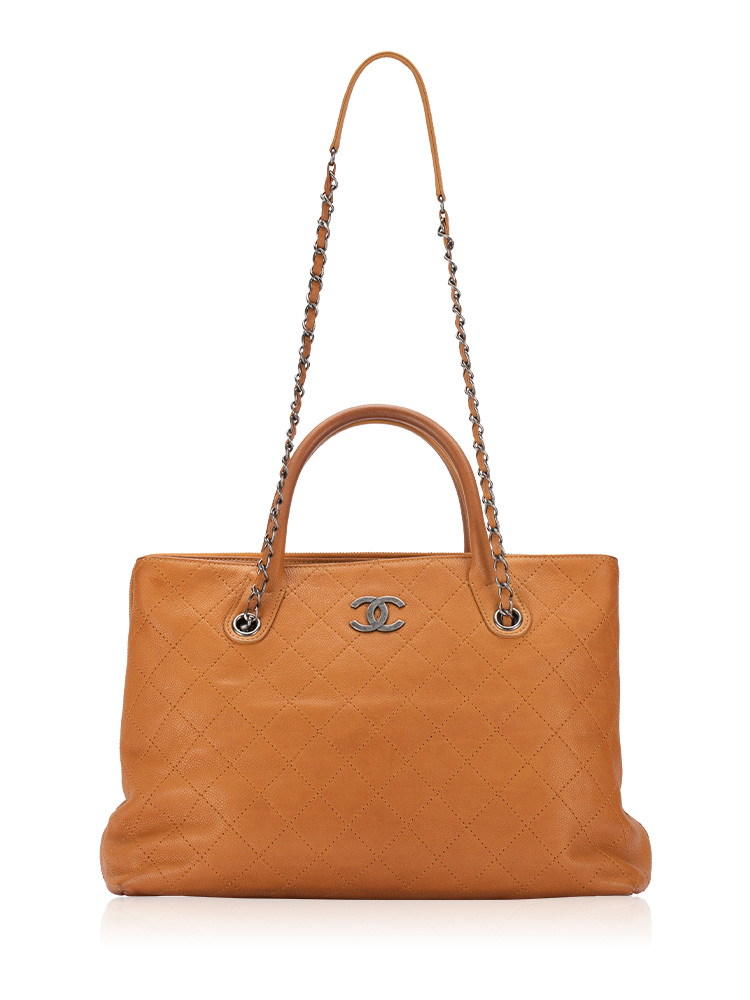 Grained Calfskin Urban Tote Camel