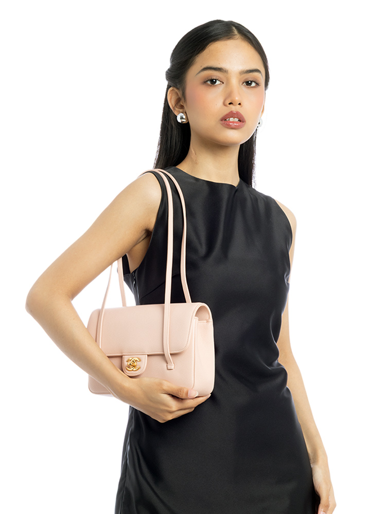 Shiny Caviar Preppy Coco Small Flap Bag Light Pink