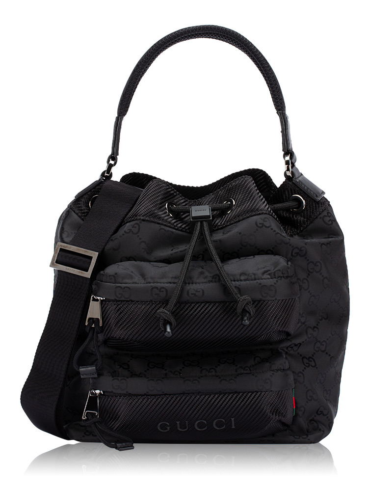 GG Nylon Nexus Small Bucket Bag Black