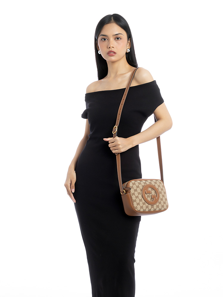 GG Canvas Blondie Mini Shoulder Bag Beige Ebony
