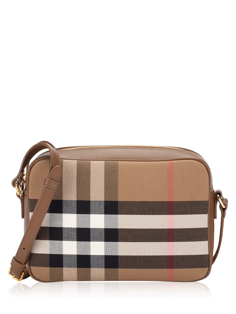Calfskin House Check Camera Bag Earth