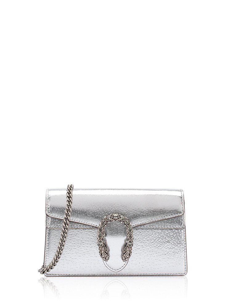 Metallic Calfskin Dionysus Super Mini Shoulder Bag Silver