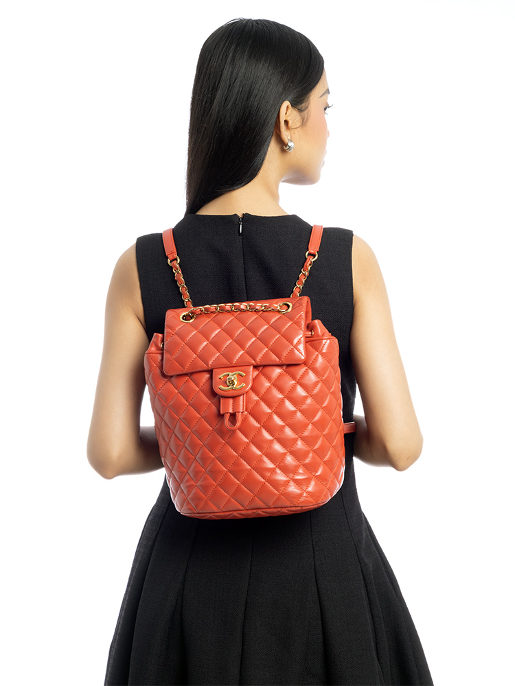 Calfskin Urban Spirit Small Backpack Orange