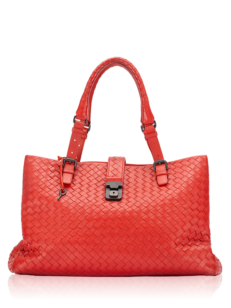 Nappa Intrecciato Roma Medium Tote Red