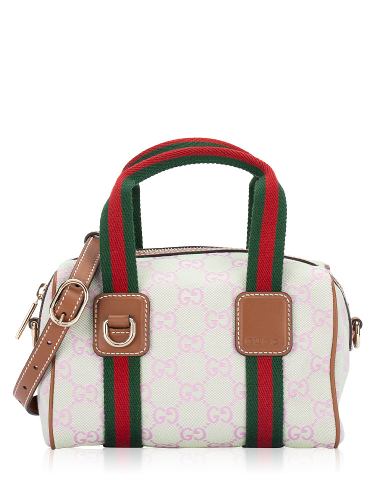 GG Canvas Web Mini Boston Bag with Strap Mint Green