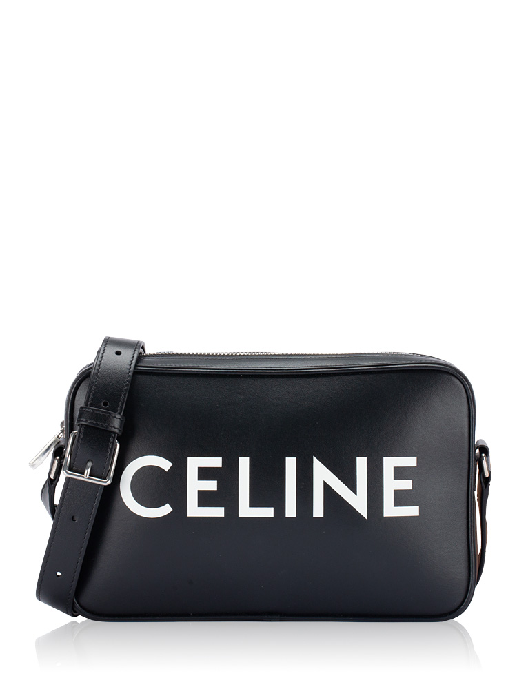 Calfskin Logo Medium Camera Bag Black