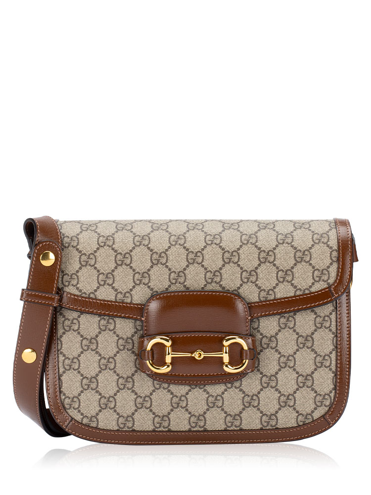 GG Supreme Horsebit 1955 Medium Shoulder Bag Beige Brown Sugar