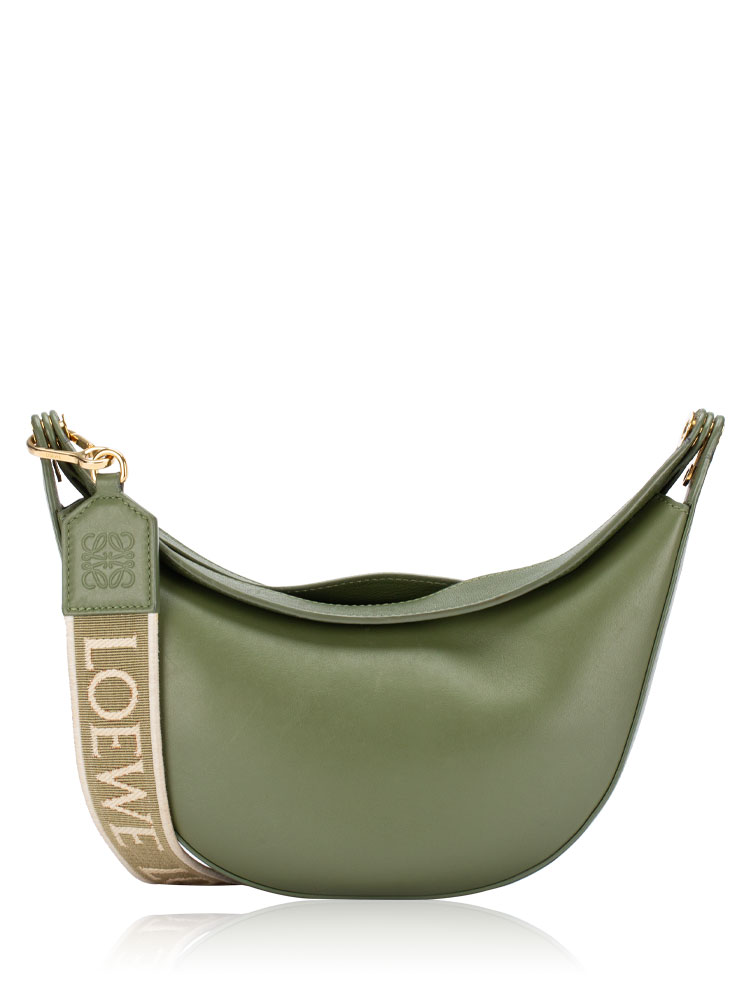 Satin Calfskin Luna Small Hobo with Jacquard Strap Avocado