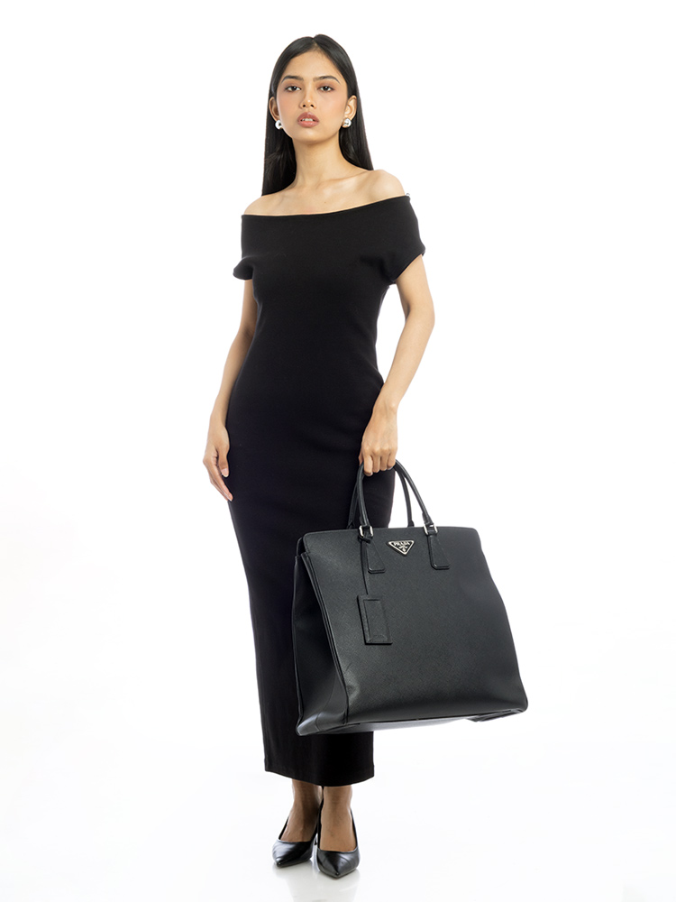 Saffiano Galleria Tote With Strap Nero