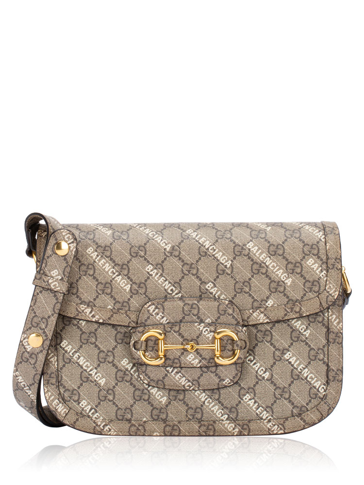 x Balenciaga Supreme Web Horsebit 1955 Medium Shoulder Beige Ebony