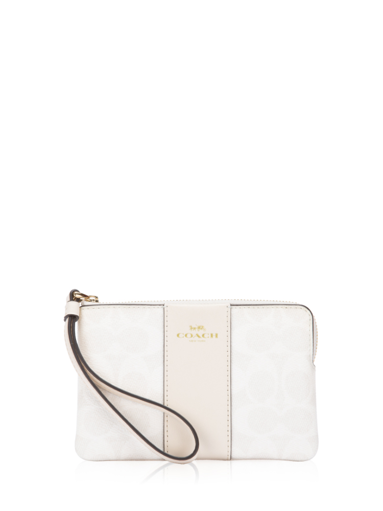CW854 Signature Stripe Wristlet White Chalk
