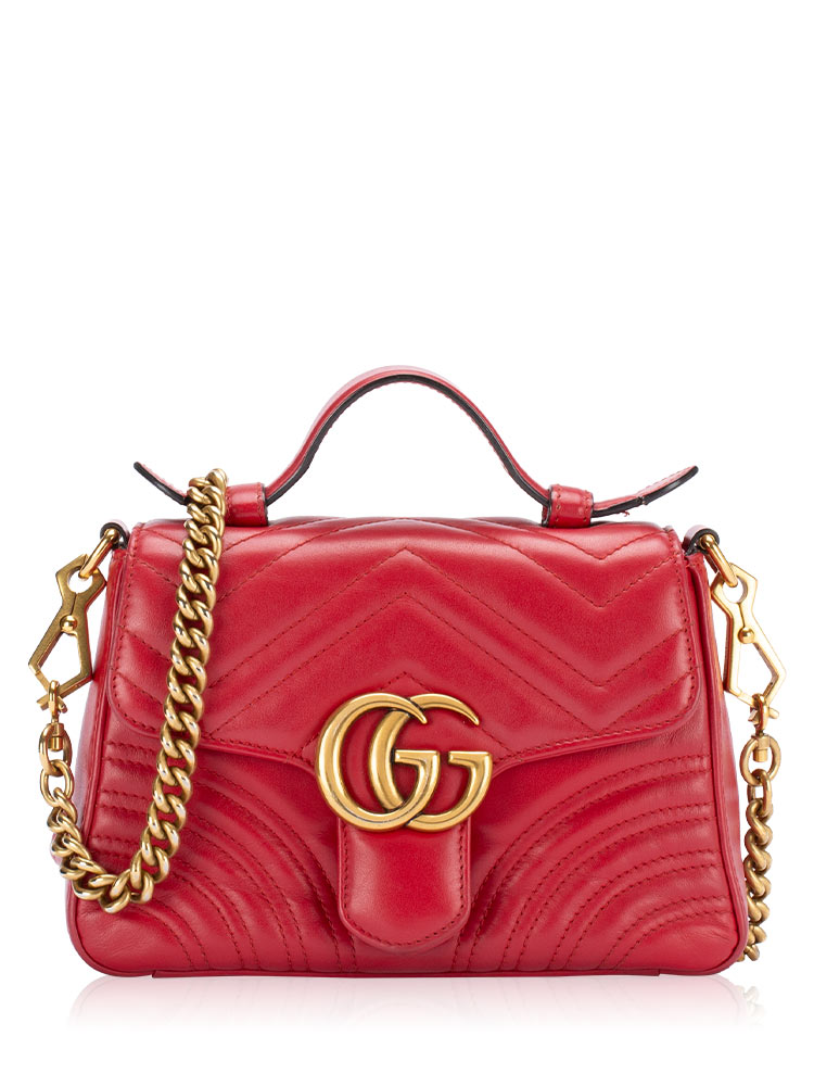 GG Marmont Matelasse Mini Top Handle Shoulder Bag Red