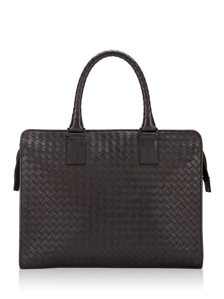 Nappa Intrecciato Briefcase Ebano