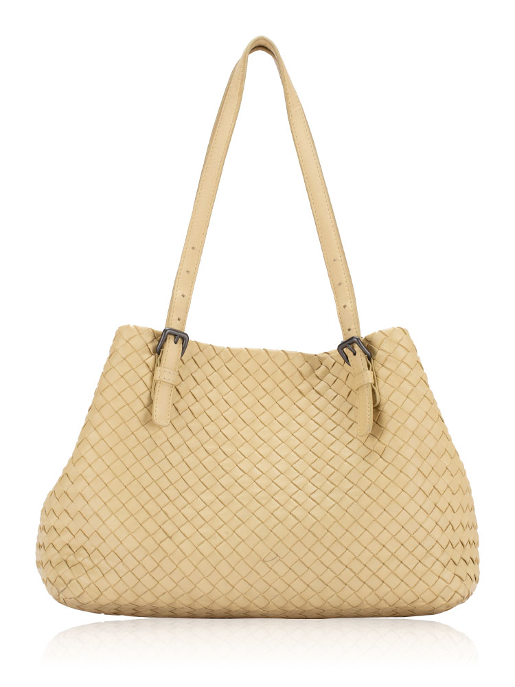 Nappa Intrecciato Cesta Medium Tote Pale Yellow