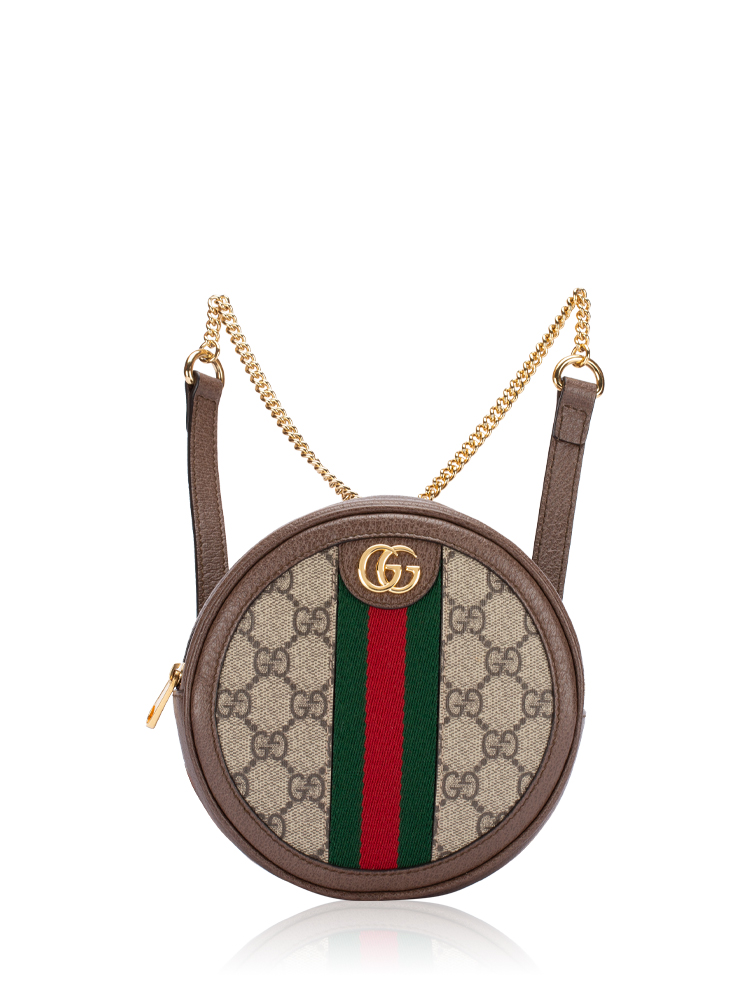 GG Supreme Web Ophidia Mini Round Backpack Beige New Acero