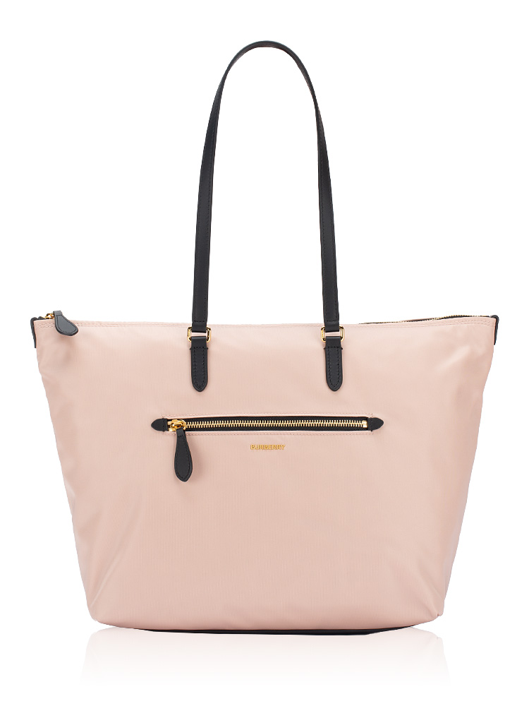 Nylon Large Zip Tote Rose Beige
