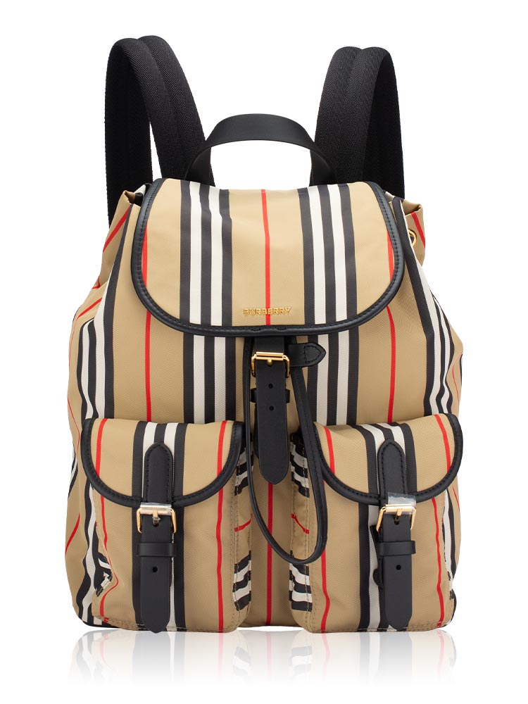 Icon Stripe Nylon Enfield Medium Backpack Archive Beige