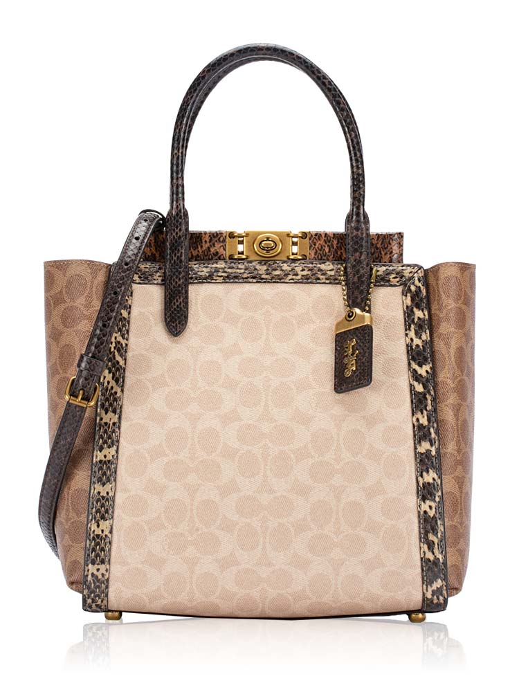 99312 Signature Troupe With Snakeskin Tote Brown