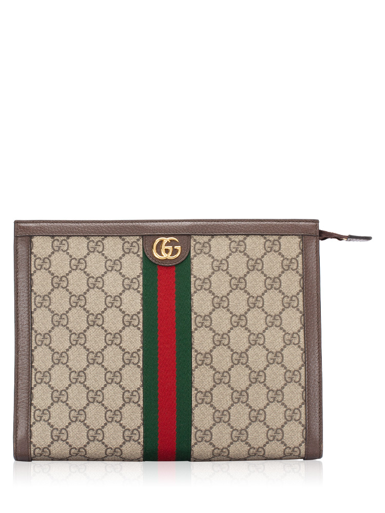 GG Supreme Web Ophidia Pouch Beige Ebony