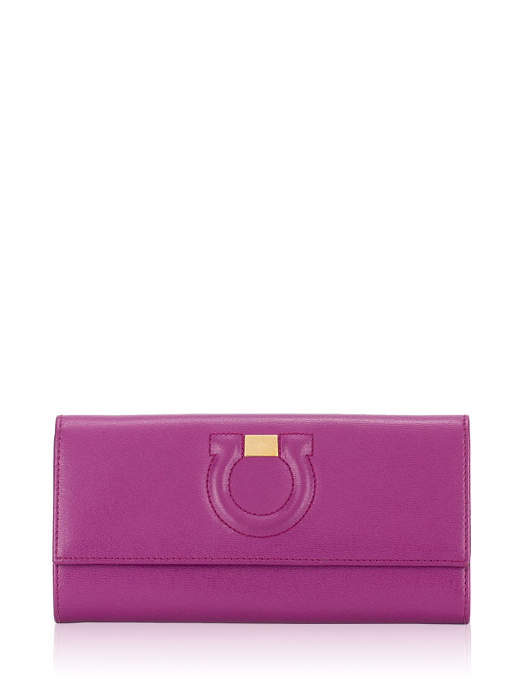 Calfskin Gancini Continental Wallet Purple