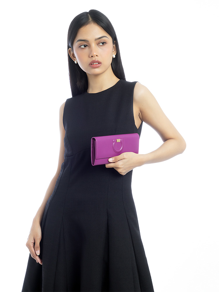Calfskin Gancini Continental Wallet Purple