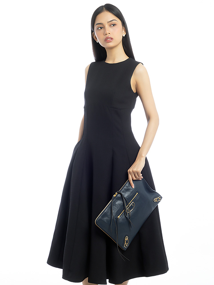 Gold Metallic Edge Pouch Midnight Bleu Nuit