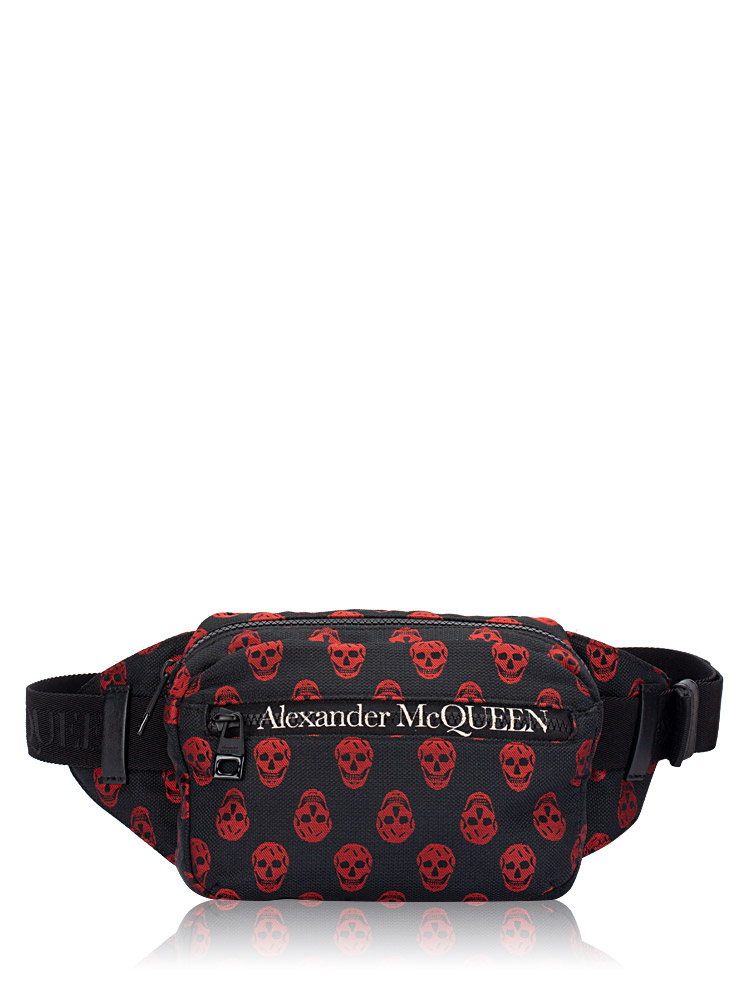 Nylon Urban Biker Skull Belt Bag Black Red