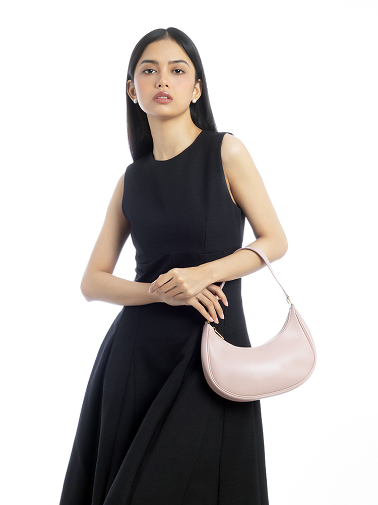 Smooth Calfskin Ava Medium Shoulder Bag Rose Vintage