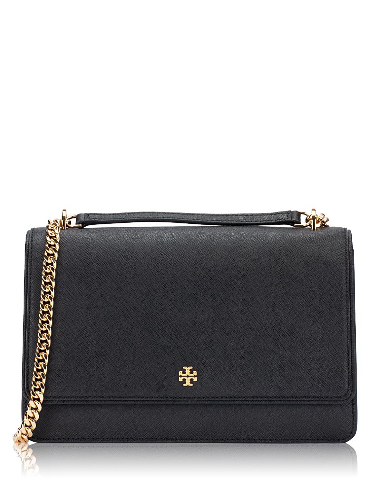 Emerson Flap Chain Shoulder Bag Black