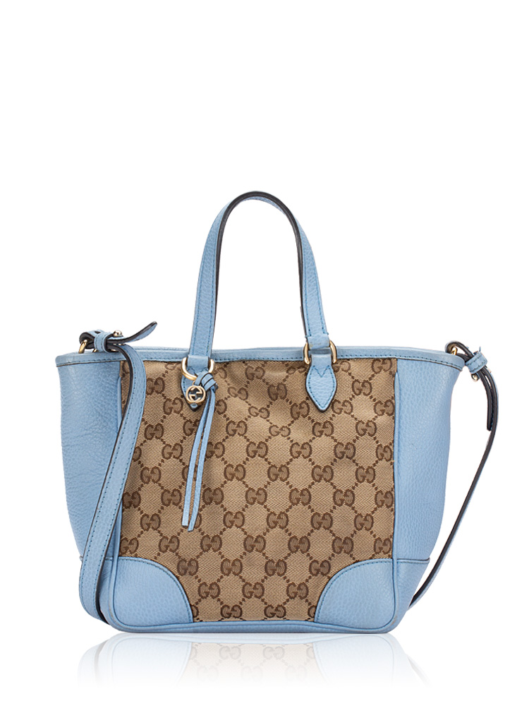 GG Canvas Bree Small Tote Beige Mineral Blue