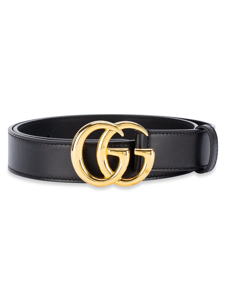 Calfskin GG Marmont 30mm Belt Black Sz 80