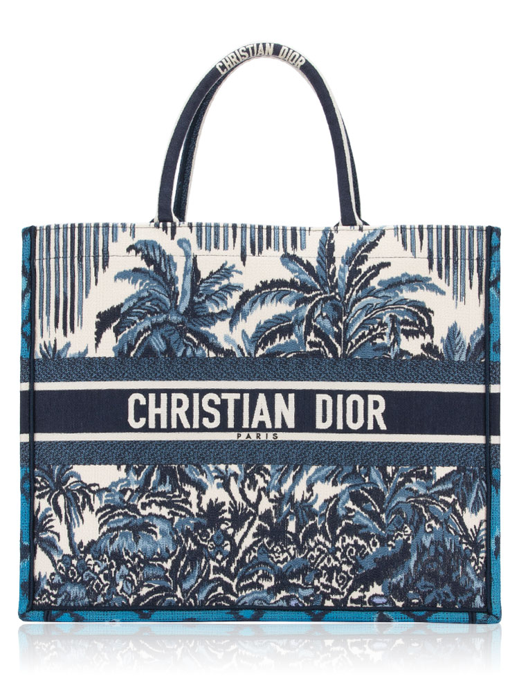 Toile De Jouy Palm Tree Large Book Tote Blue