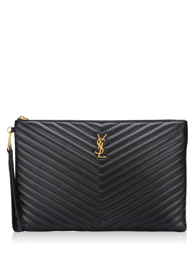 Calfskin Matelasse Monogram Document Holder Black