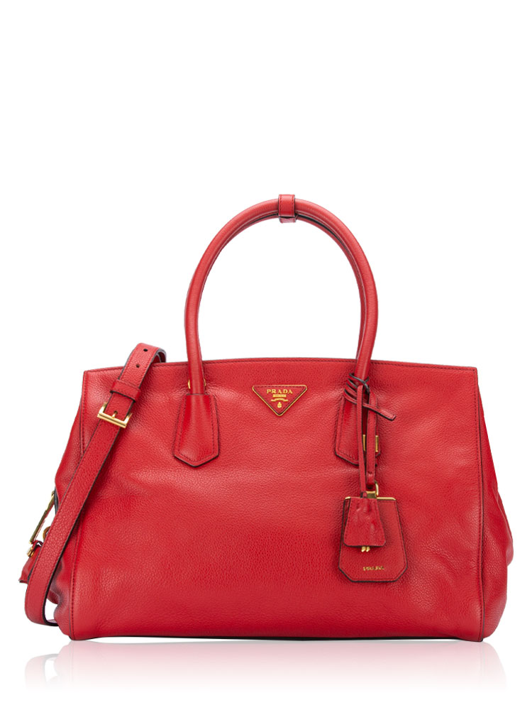 Vitello Daino Convertible Zip Tote Rosso