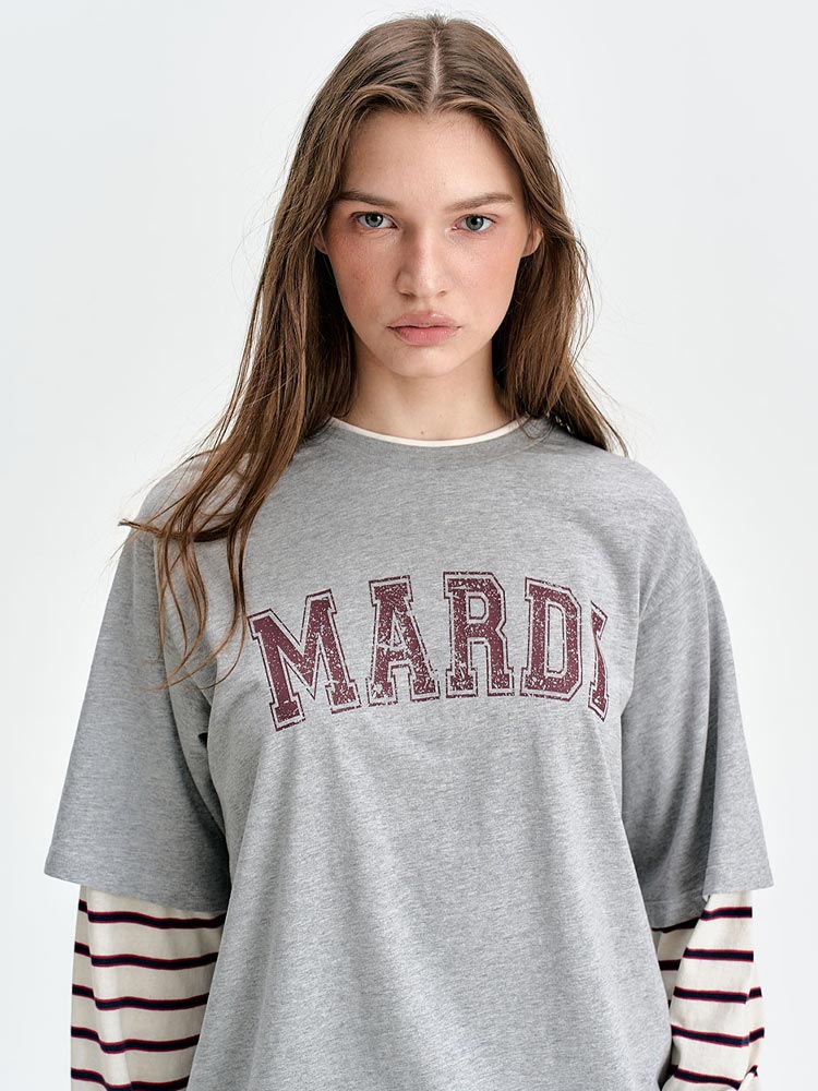 Layered Arch Logo Long Sleeve T-Shirt Grey