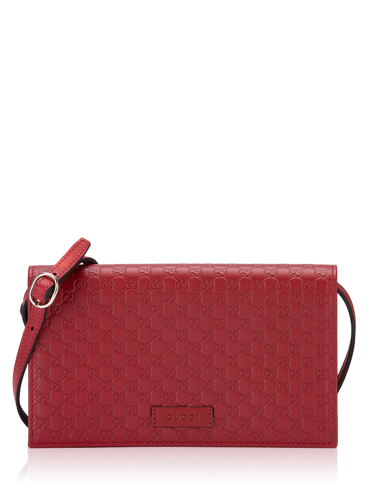 Microguccissima Wallet on Strap Red