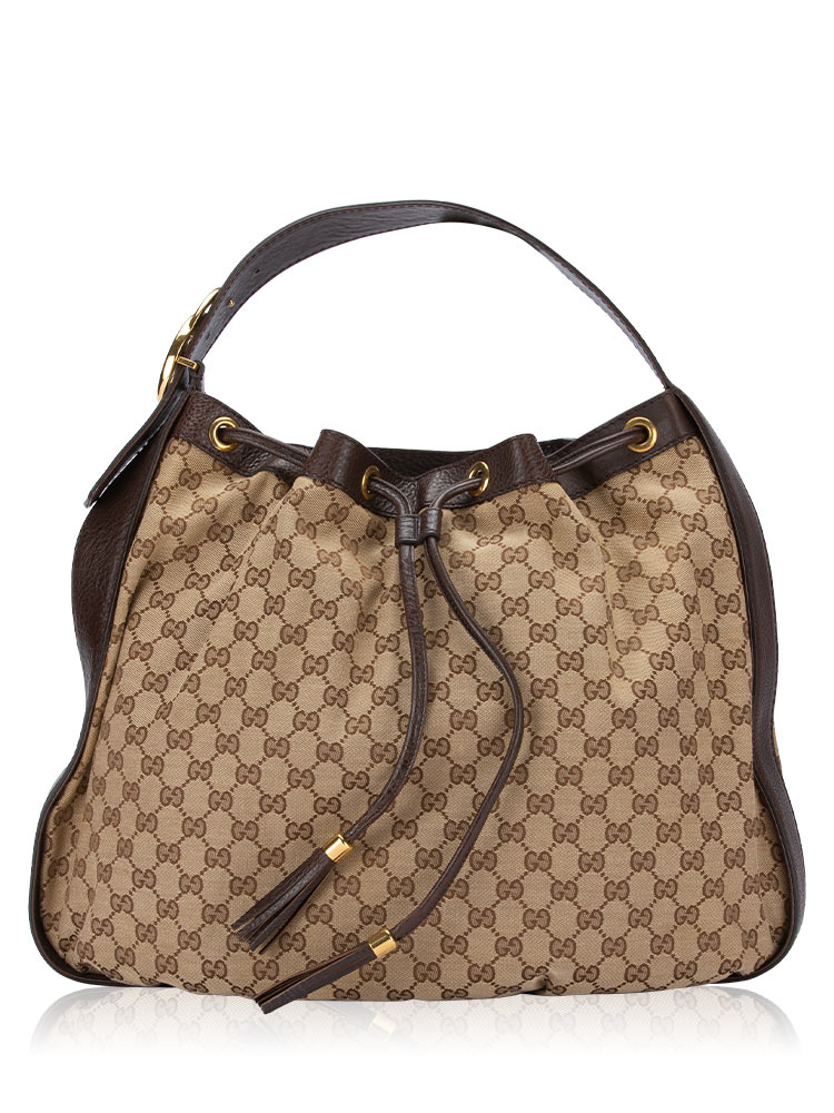 GG Canvas Interlocking Icon Medium Hobo Beige Ebony