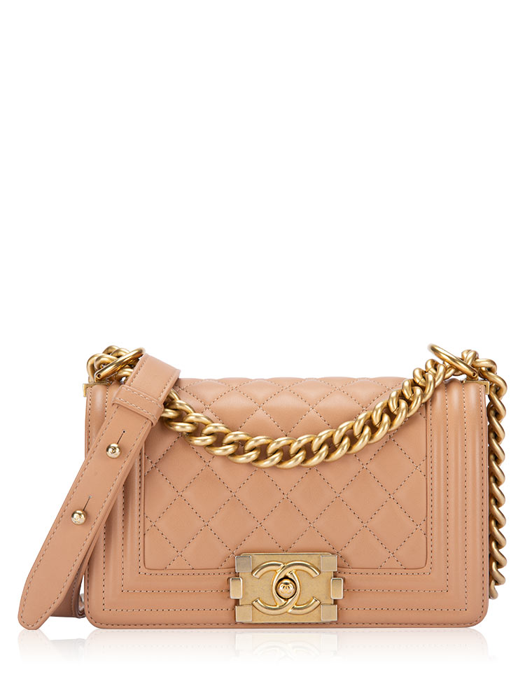 Calfskin Small Boy Flap Bag Beige