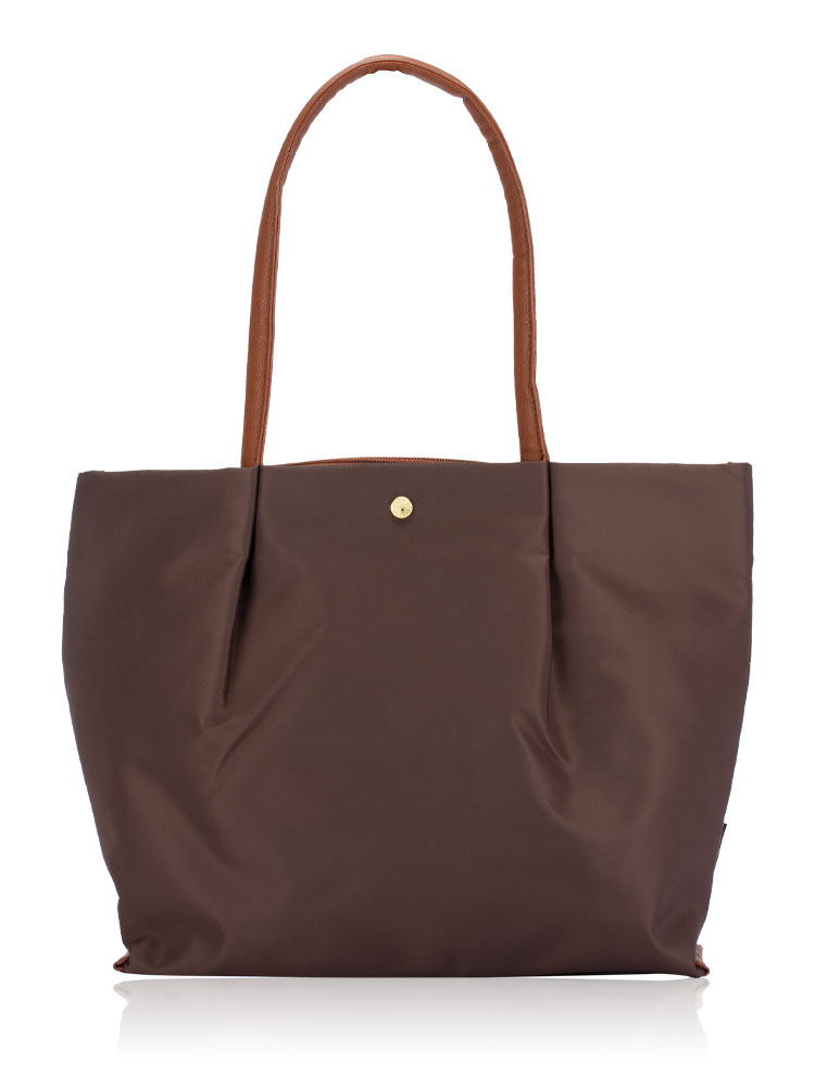 Nylon Large Tote Dark Brown