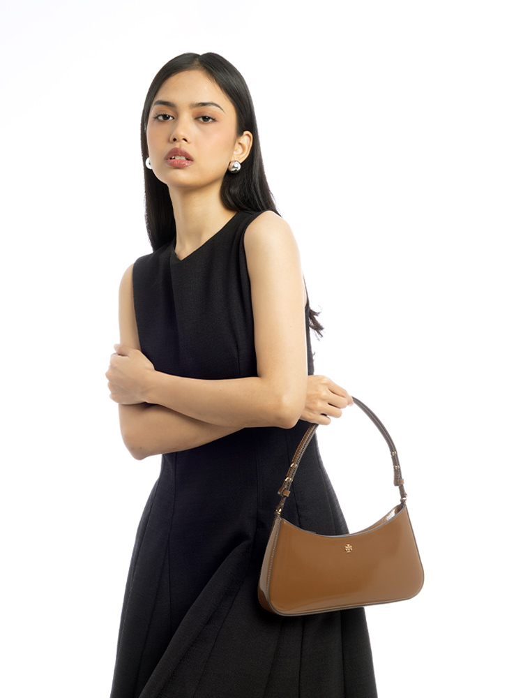 Emerson Patent Leather Shoulder Bag Rich Walnut