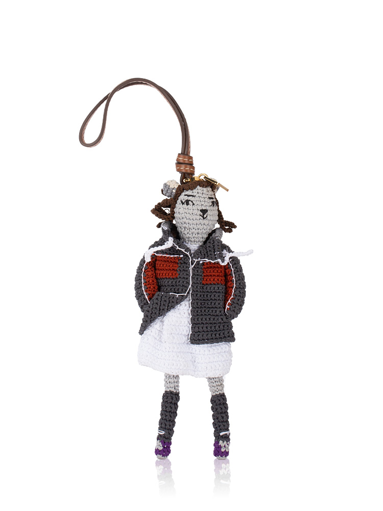 Technical Yarn Trick Bag Charm Gray Multicolor