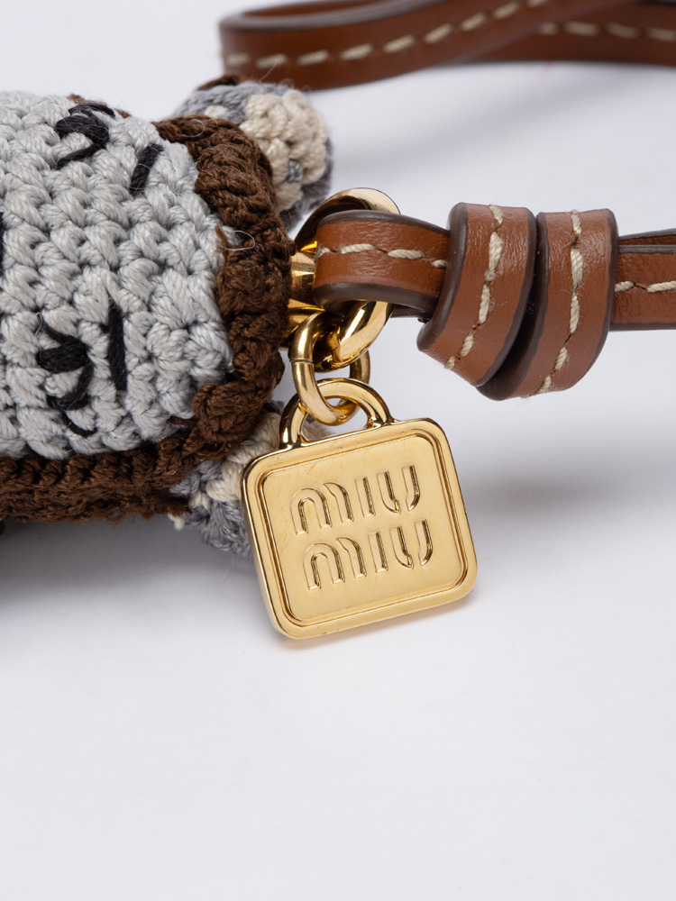 Technical Yarn Trick Bag Charm Gray Multicolor