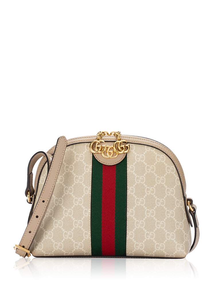GG Supreme Web Ophidia Dome Small Shoulder Bag Beige White