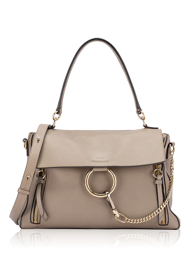 Calfskin Faye Day Medium Shoulder Bag Motty Grey