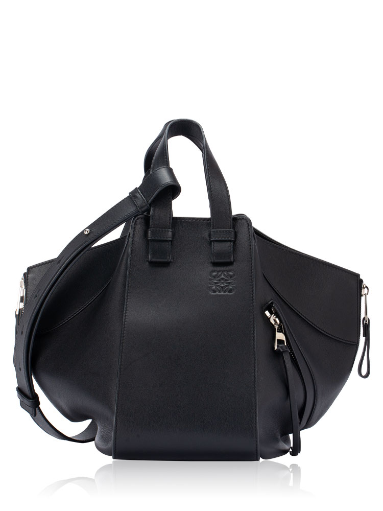 Grained Calfskin Hammock Small Shoulder Bag Black