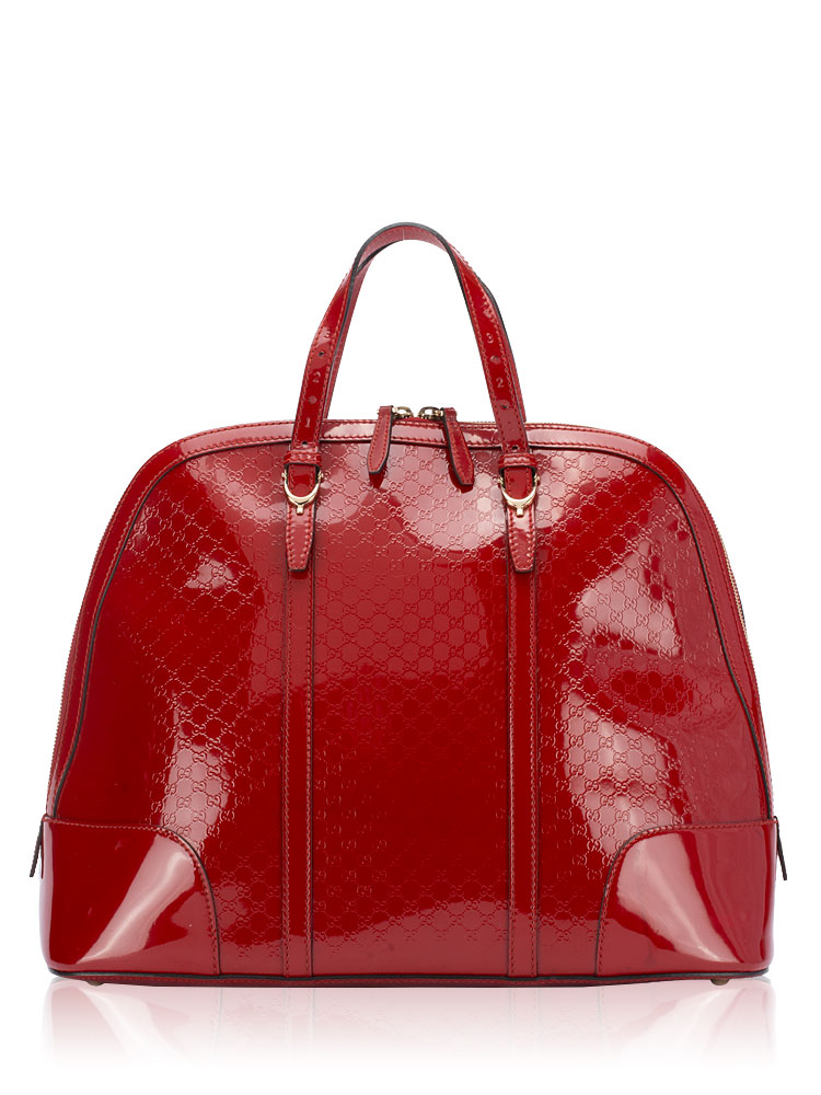 Patent Microguccissima Nice Large Top Handle Bag Ruby
