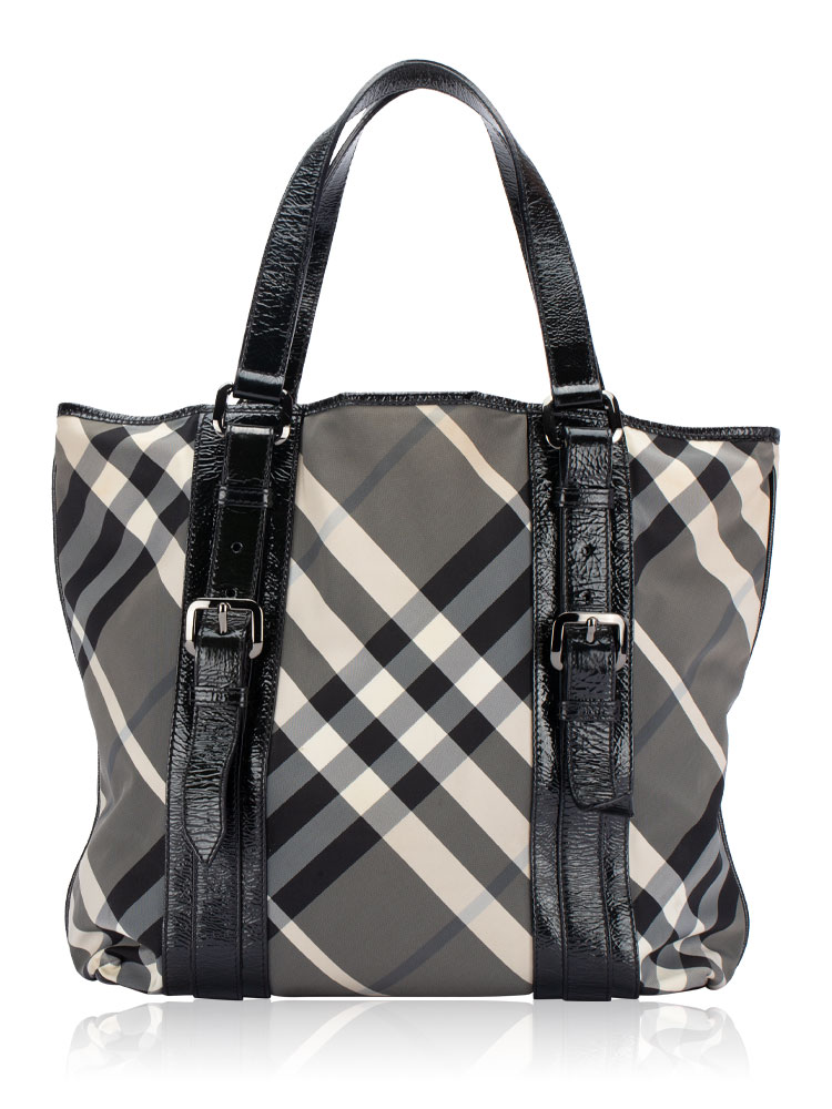 Nylon Beat Check Victoria Medium Tote Black