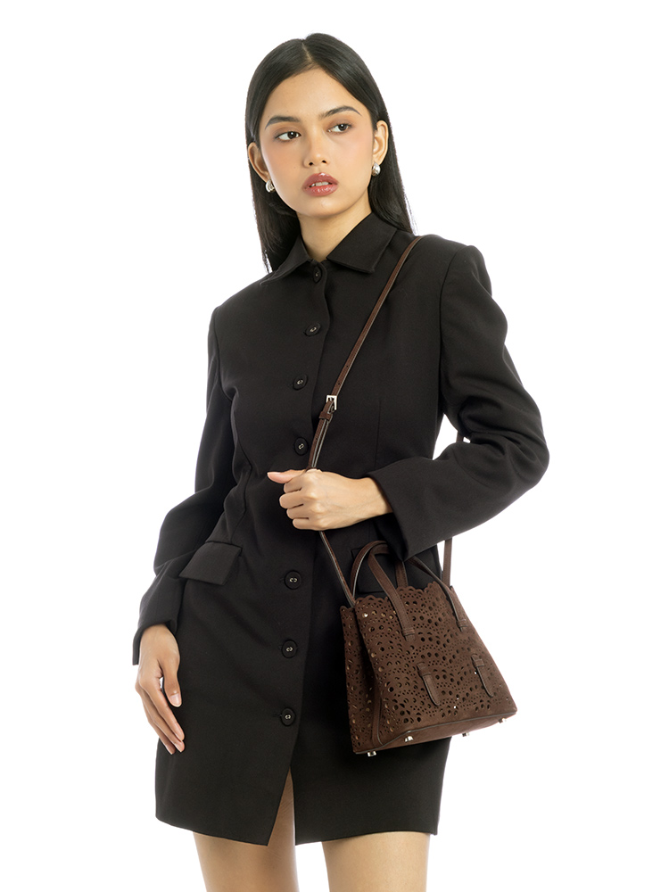Nubuck Vienne Wave Mina 20 Bag Brun Fonce