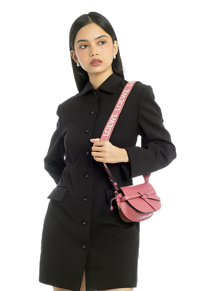 Calfskin Jacquard Mini Gate Dual Bag Plumrose